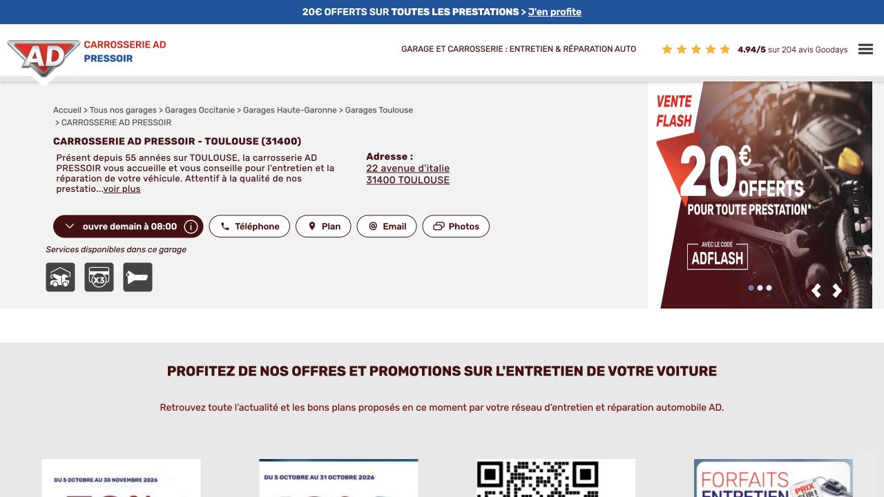 Capture du site de Carrosserie Pressoir