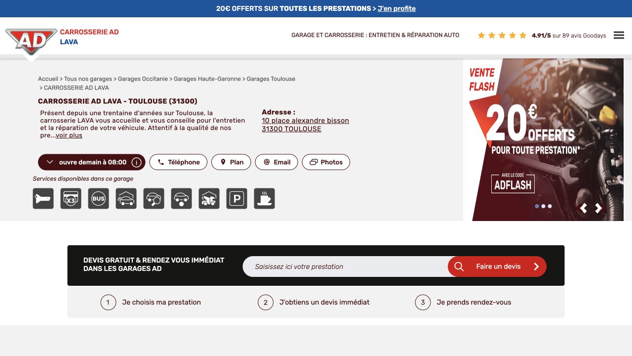 Capture du site de Carrosserie LAVA