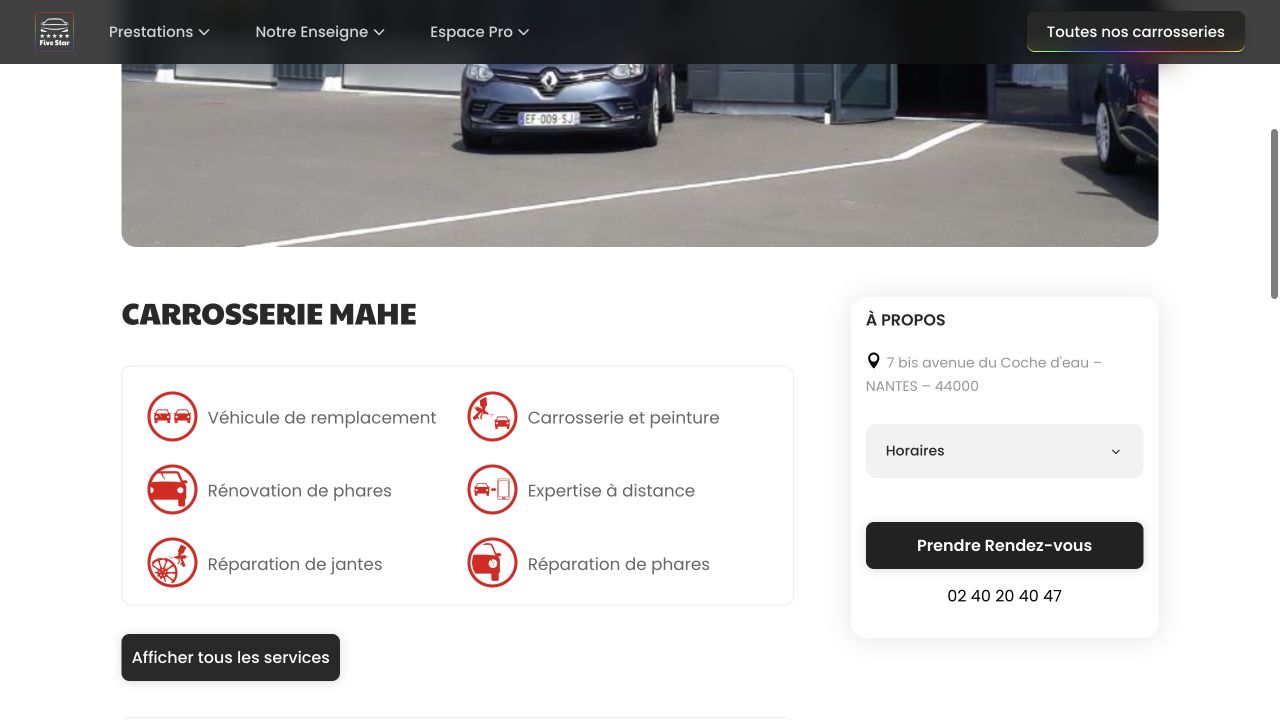 Capture du site de Carrosserie Mahé