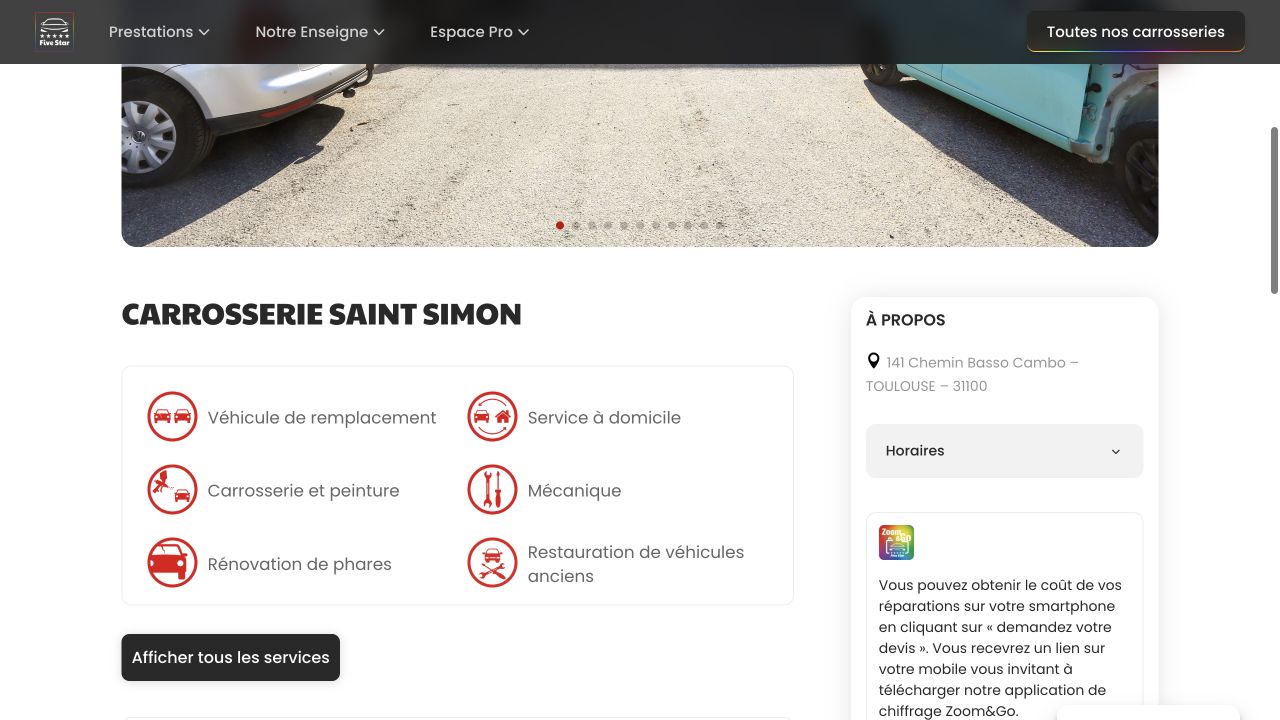 Capture du site de Carrosserie Saint-Simon
