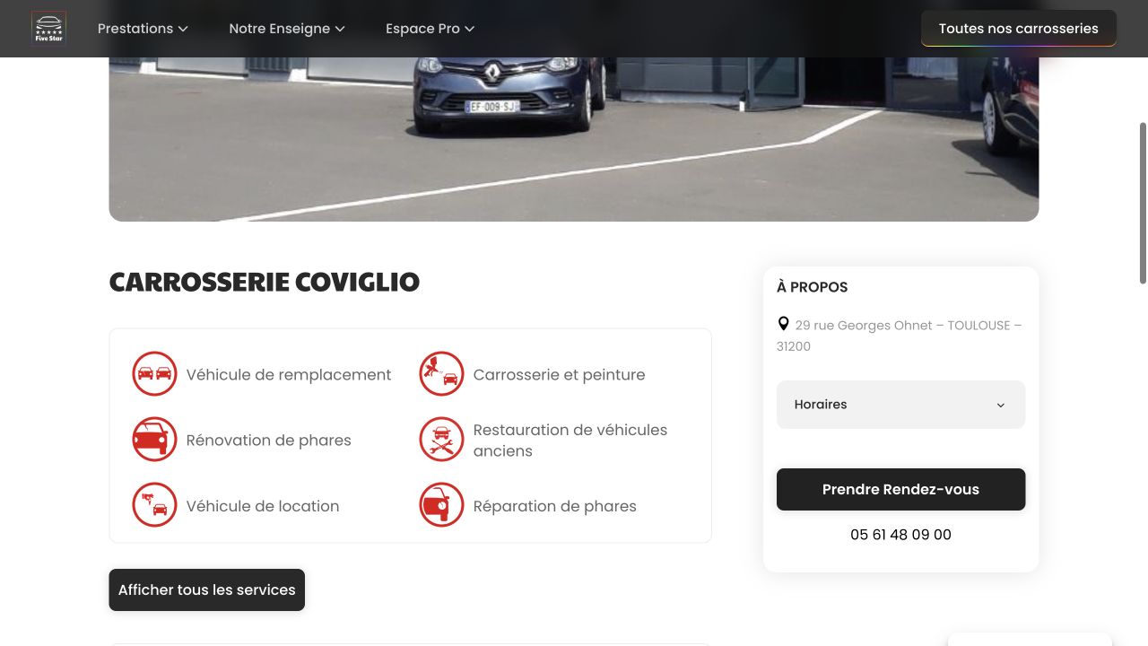 Capture du site de Carrosserie Coviglio