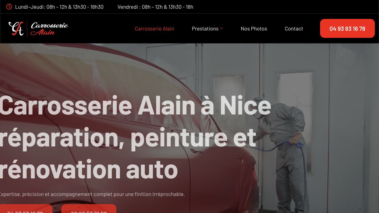 Capture du site de Carrosserie Alain