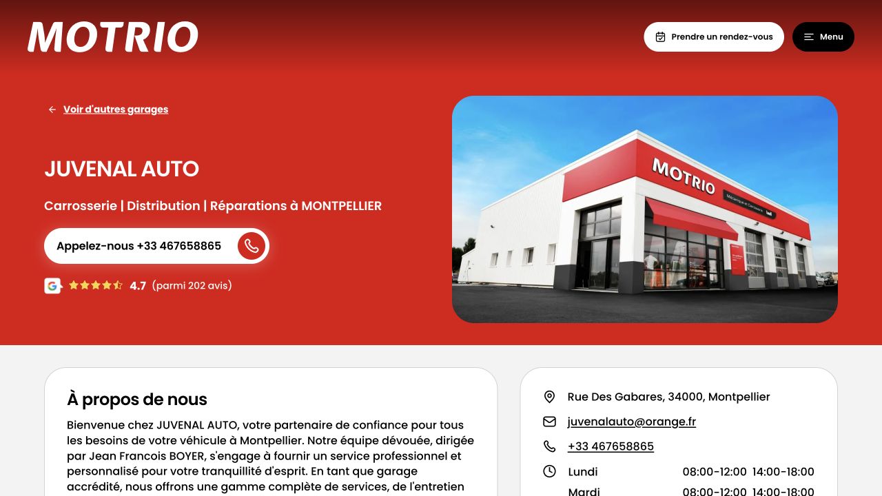 Capture du site de Juvenal Auto