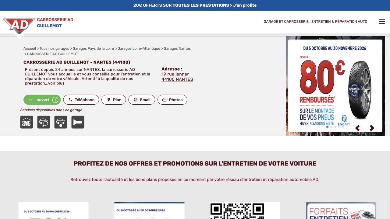 Capture du site de Carrosserie Guillemot