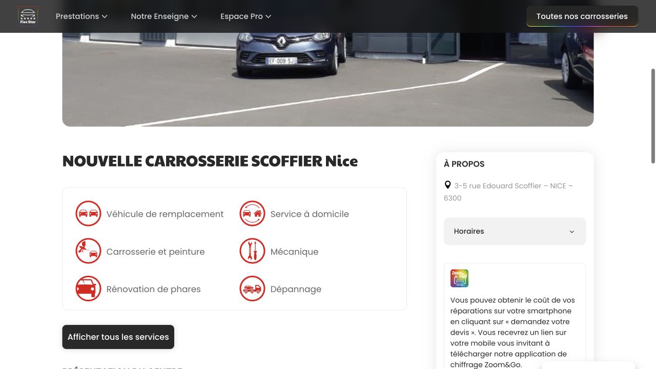 Capture du site de Nouvelle Carrosserie Scoffier