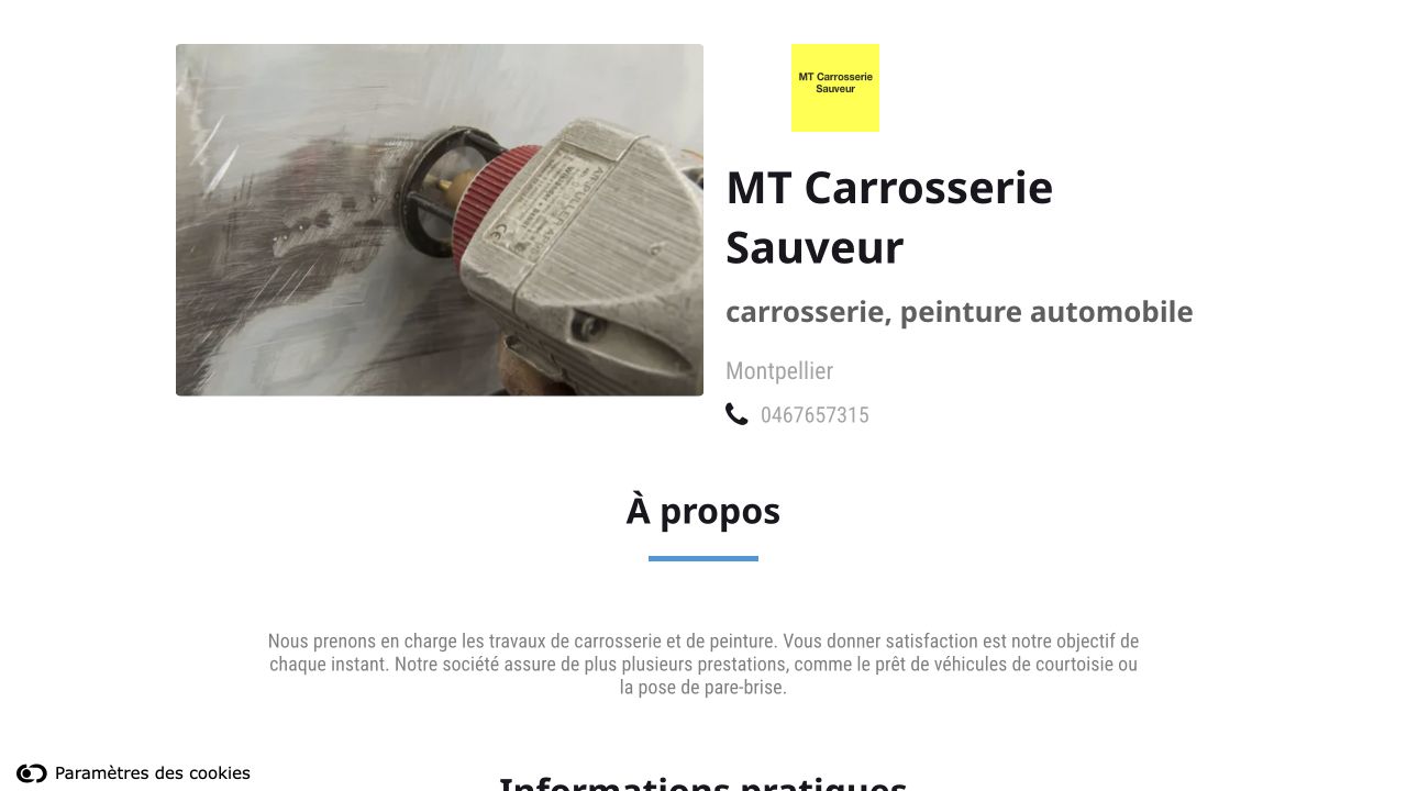 Capture du site de MT Carrosserie Sauveur