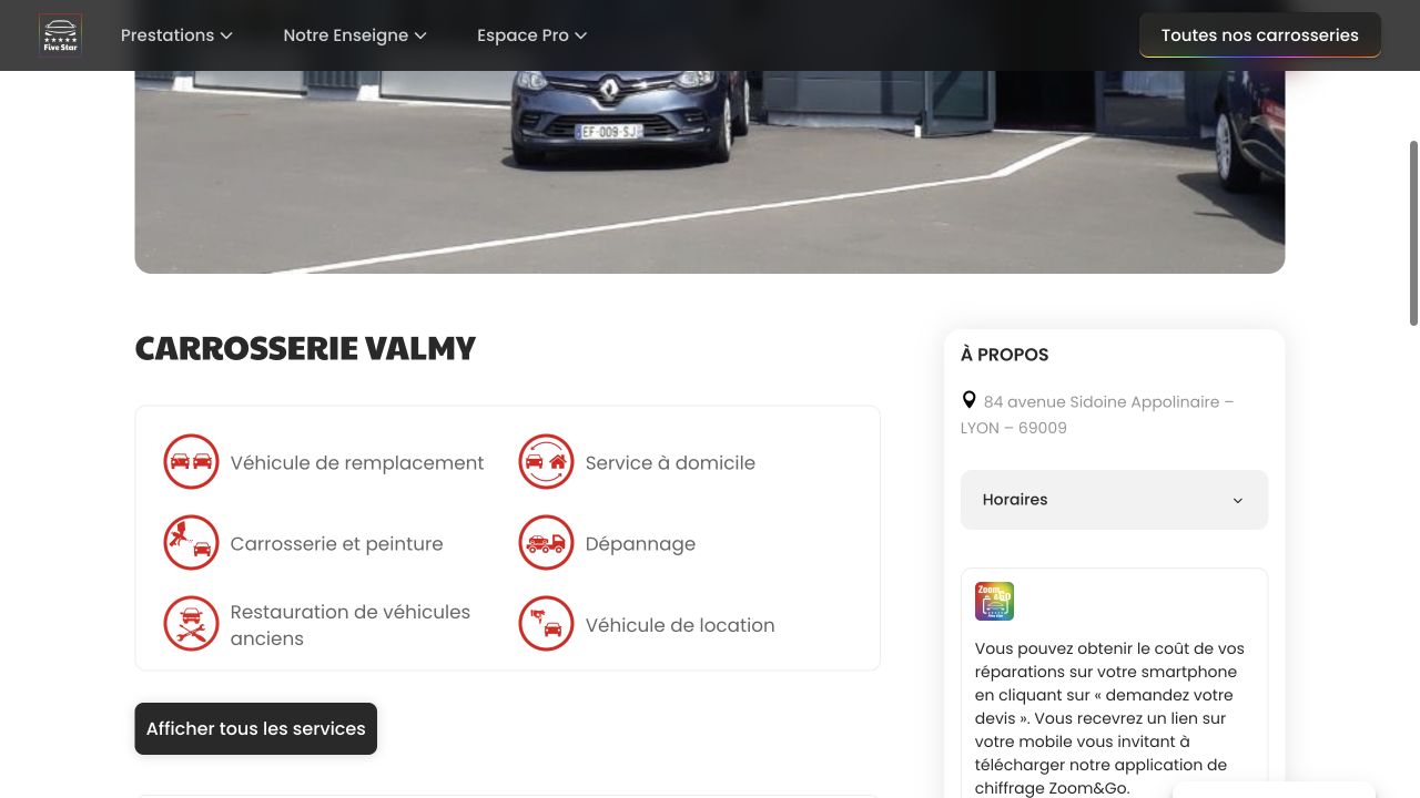 Capture du site de Carrosserie Valmy