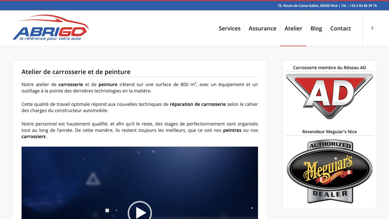 Capture du site de Carrosserie Abrigo 2