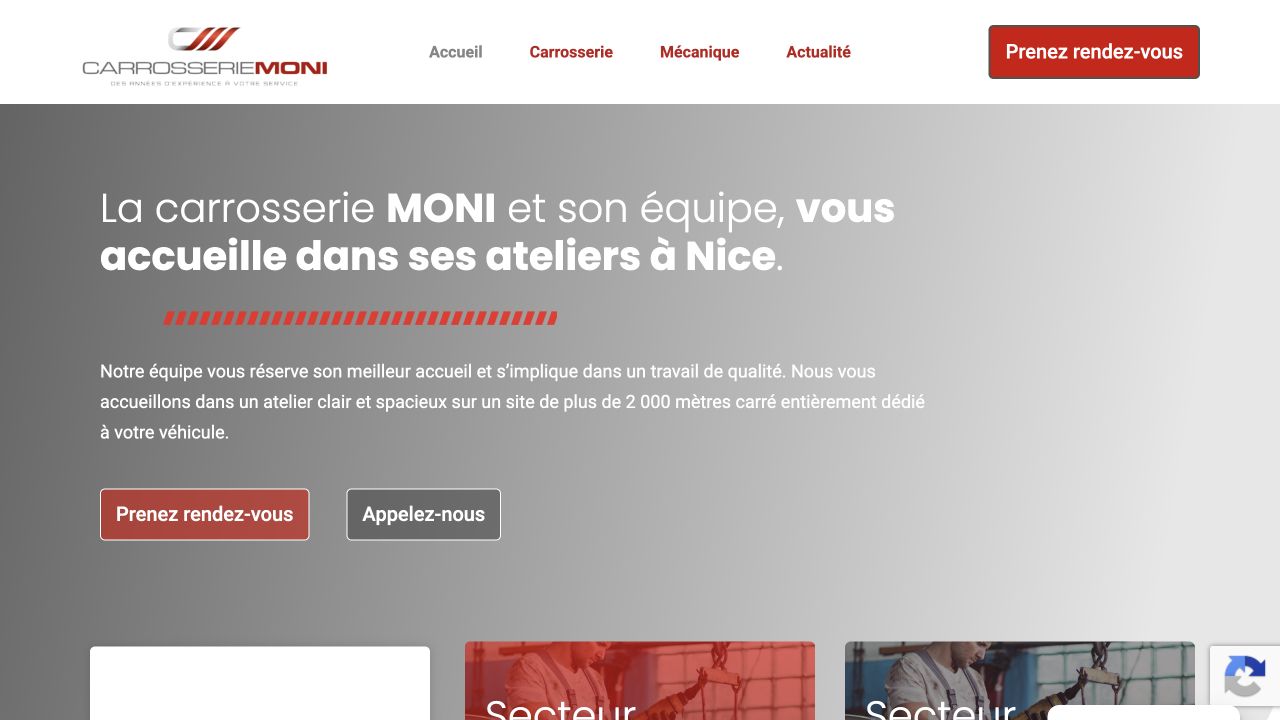 Capture du site de Carrosserie Moni