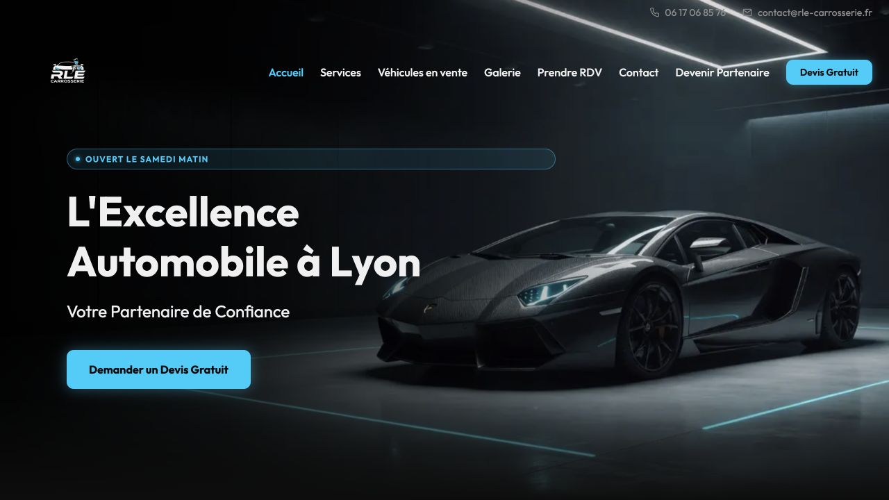 Capture du site de RLE Carrosserie