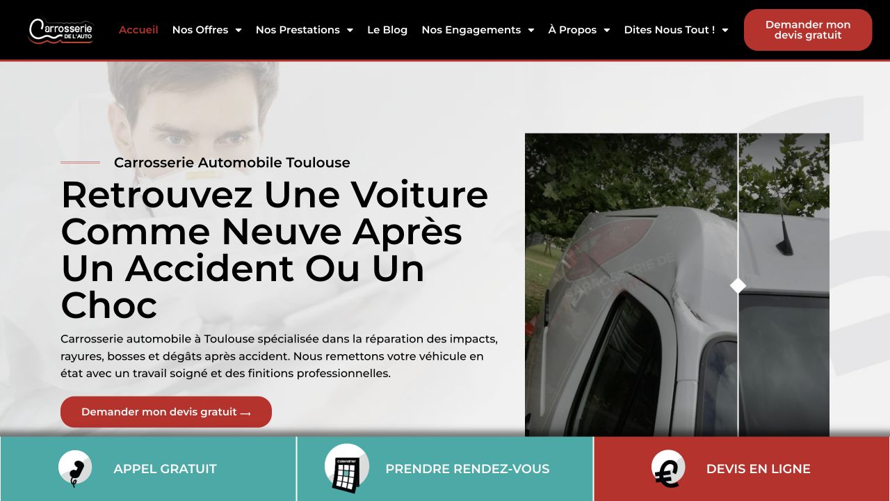 Capture du site de Carrosserie de l’Auto