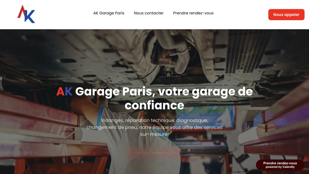 Capture du site de AK Garage Paris